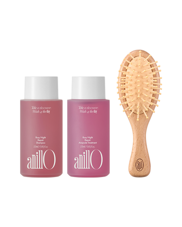 AnillO Rosy Night Repair Hair & Brush Set – plaukų priežiūros rinkinys su šepečiu