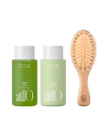 AnillO Lime Sunday Refresh Hair & Brush Set – plaukų priežiūros rinkinys su šepečiu