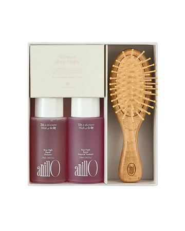 AnillO Rosy Night Repair Hair & Brush Set – plaukų priežiūros rinkinys su šepečiu