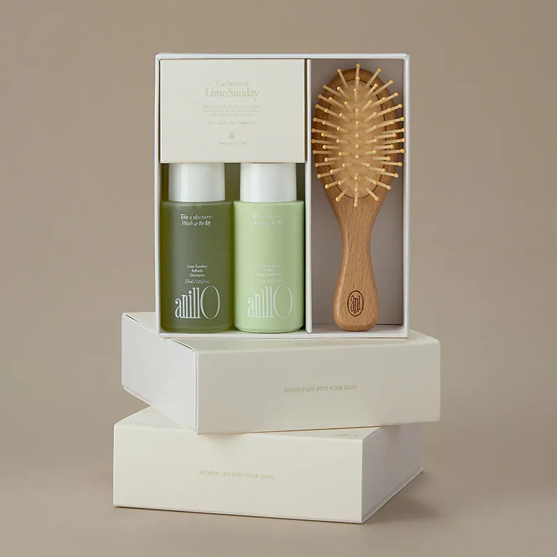 AnillO Lime Sunday Refresh Hair & Brush Set – plaukų priežiūros rinkinys su šepečiu