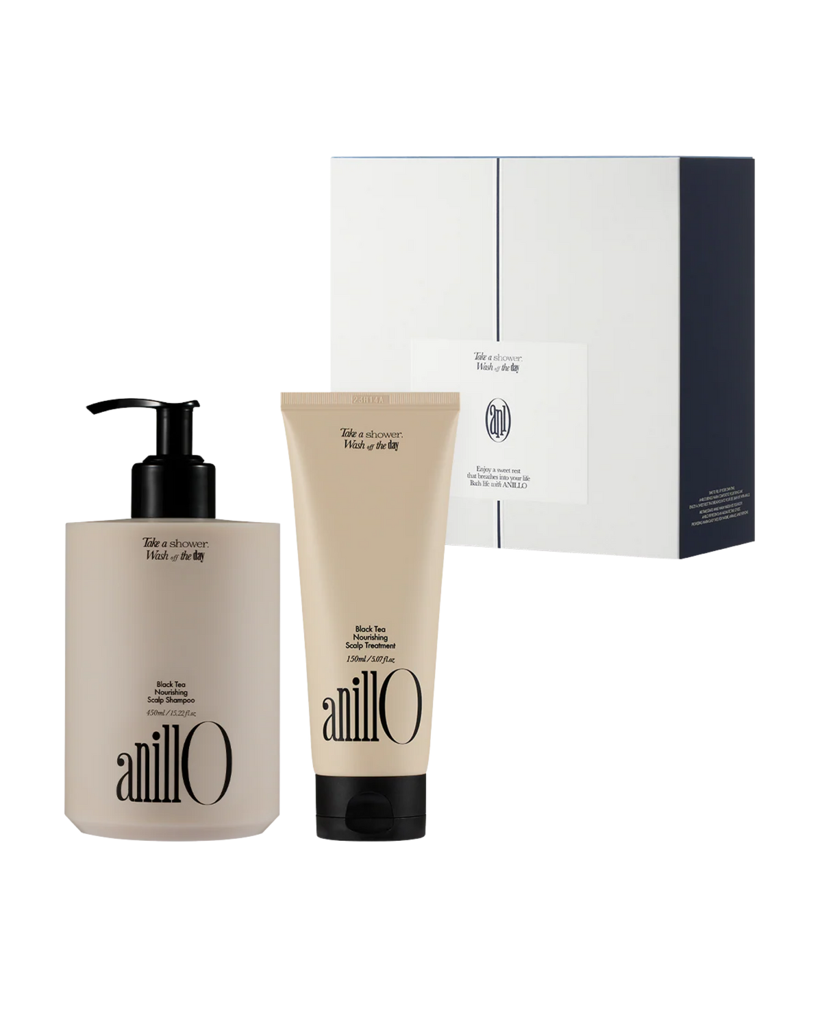AnillO Black Tea Nourishing rinkinys - šampūnas ir atkuriamoji kaukė