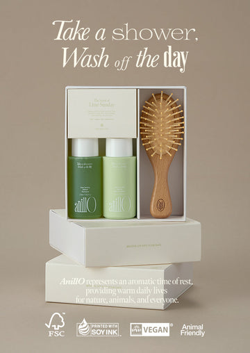 AnillO Lime Sunday Refresh Hair & Brush Set – plaukų priežiūros rinkinys su šepečiu