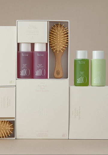 AnillO Lime Sunday Refresh Hair & Brush Set – plaukų priežiūros rinkinys su šepečiu