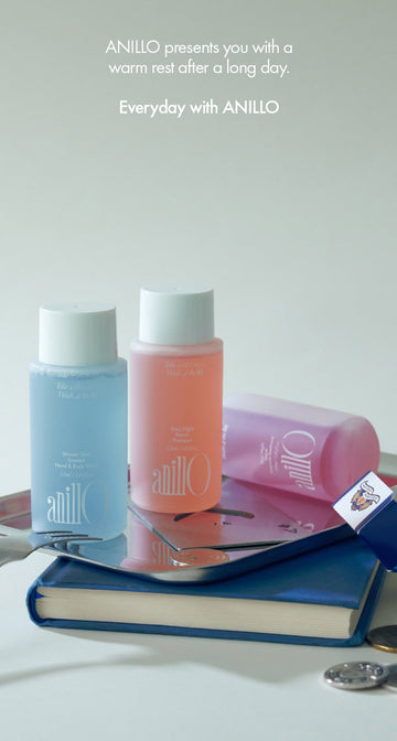 AnillO Rosy Night & Shower Time Travel Shower Kit – kelioninis kūno ir plaukų priežiūros rinkinys