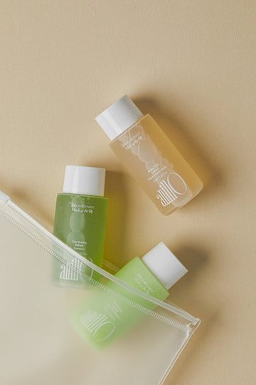 AnillO Lime Sunday & Amber528 Travel Shower Kit – kelioninis plaukų ir kūno priežiūros rinkinys