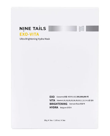 NINE TAILS EXO-VITA intensyviai drėkinanti ir odos skaistumo išvaizdą palaikanti lakštinė kaukė, 30 g (1 vnt.)